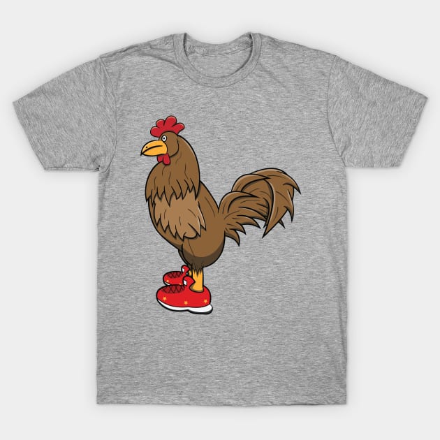 Brown Chicken With Shoes T-Shirt by Dad n Son Designs